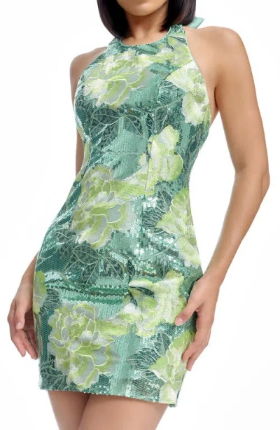 Dress The Population Oaklyn Embroidered & Sequin Embellished Minidress In Sage Multi