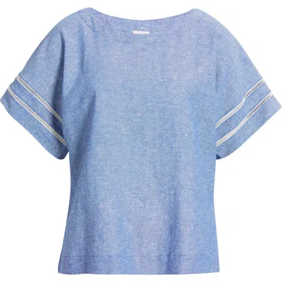 Anne Klein Linen-blend Boxy Top In Blue
