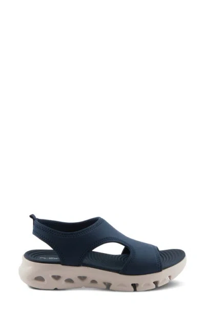 Flexus By Spring Step Guzman Ankle Strap Platform Wedge Sandal In Navy