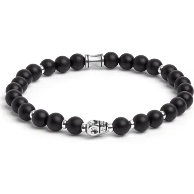 Jonas Studio Skull Semiprecious Bead Bracelet In Jet