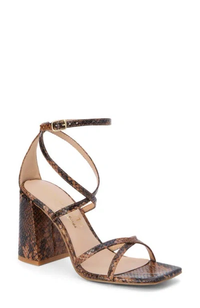 Coconuts By Matisse Abba Block Heel Sandal In Brown Snake Print