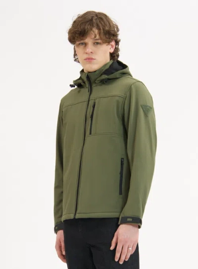 Point Zero Softshell Dewspo Bonded Mesh Jacket In Green