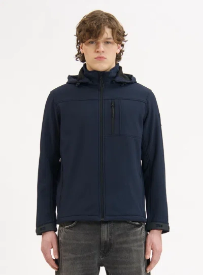 Point Zero Softshell Dewspo Bonded Mesh Jacket In Navy