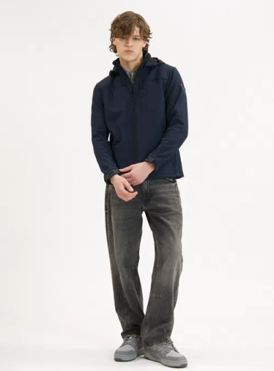Point Zero Softshell Dewspo Bonded Mesh Jacket In Navy