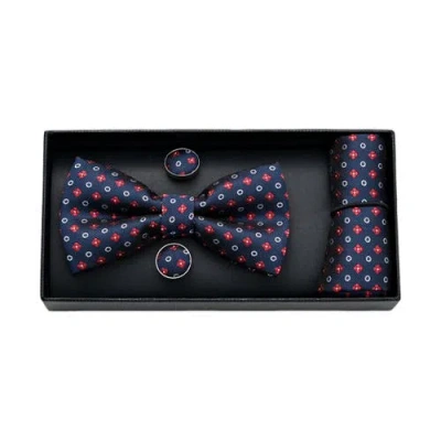 Moustache Multi-patterned Bow Tie Set In Navy