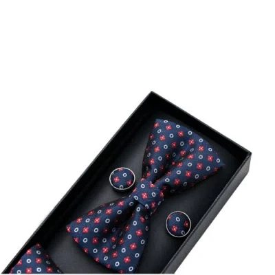 Moustache Multi-patterned Bow Tie Set In Navy