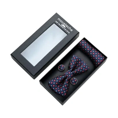 Moustache Multi-patterned Bow Tie Set In Navy