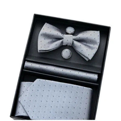 Moustache Dotted Tie Set In Silver