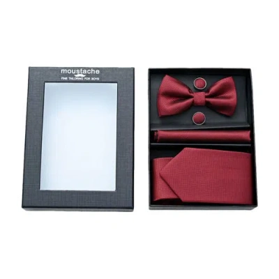Moustache Tie Set In Red