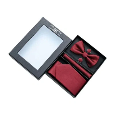 Moustache Tie Set In Red