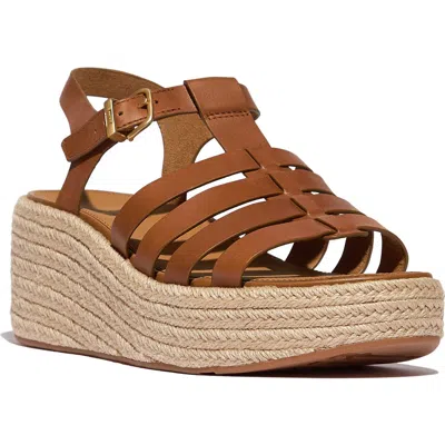 Fitflop Espadrille Platform Wedge Sandal In Deep Tan