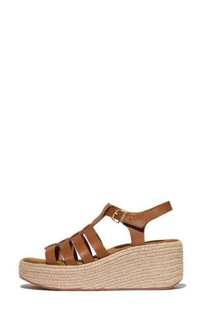 Fitflop Espadrille Platform Wedge Sandal In Deep Tan