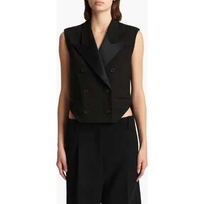Khaite Orville Double-breasted Tuxedo Vest In Black