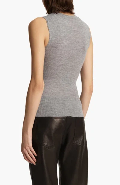 Khaite Renato Rib Merino Wool Blend Sleeveless Sweater In Mercury