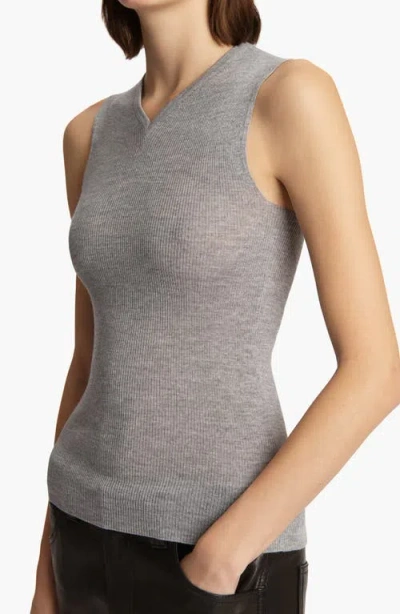 Khaite Renato Rib Merino Wool Blend Sleeveless Sweater In Mercury
