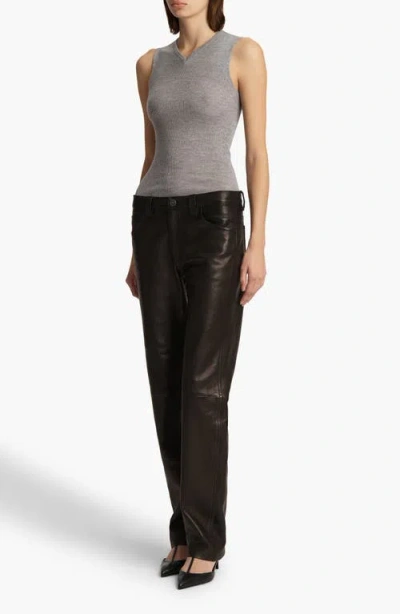 Khaite Renato Rib Merino Wool Blend Sleeveless Sweater In Mercury