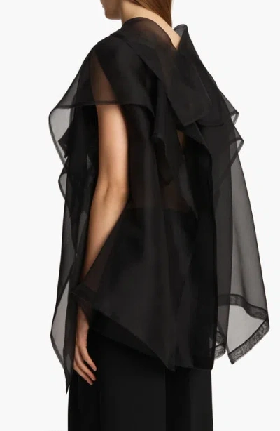 Khaite Santana Draped Silk-organza Top In Black