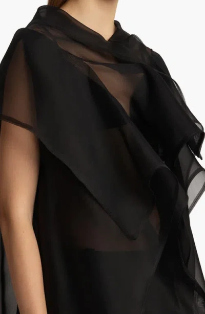 Khaite Santana Draped Silk-organza Top In Black