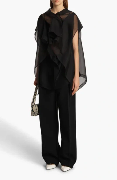 Khaite Santana Draped Silk-organza Top In Black
