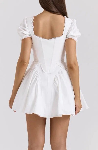 House Of Cb Lili B Puff Sleeve Minidress In Cloud Dancer