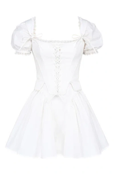 House Of Cb Lili B Puff Sleeve Minidress In Cloud Dancer