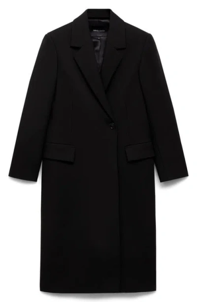 Mango Structured Longline Coat In Black