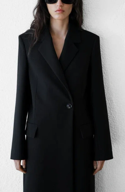 Mango Structured Longline Coat In Black