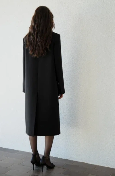 Mango Structured Longline Coat In Black