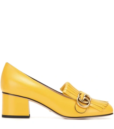 Shop Gucci Leather Loafer Pumps In Yellow