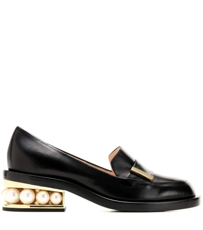 Shop Nicholas Kirkwood Casati Embellished Leather Loafers In Llack