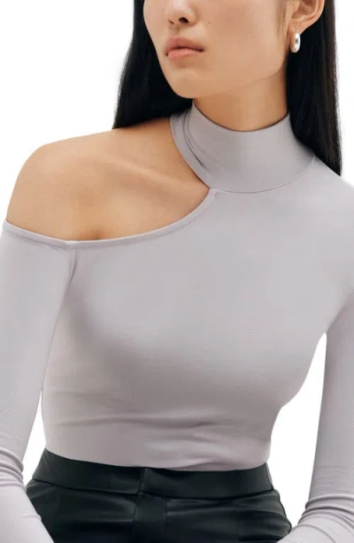 Two Lines By Marcella Elmhurst Cutout Turtleneck Top In Storm Gray