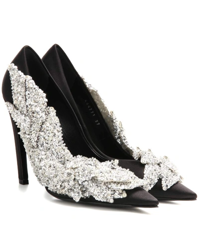 Shop Balenciaga Embellished Satin Pumps In Eoir