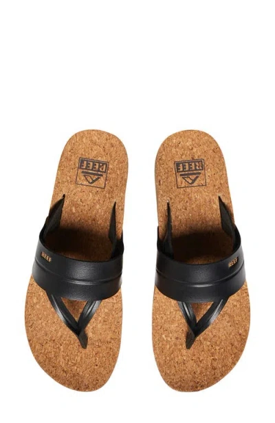 Reef Vista Higher Lennox Platform Flip Flop In Black/tan