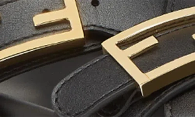 Fendi Women Black Singback Sandals With Ff Buckle Closure And Criss-crossed Straps In Leather Woman