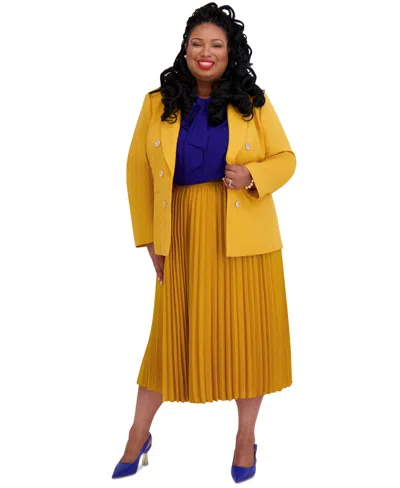 Kasper Women's Pleated Midi Skirt, Regular & Plus Sizes In Yellow