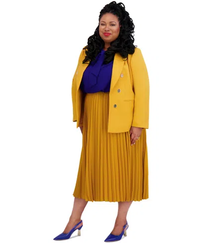 Kasper Women's Pleated Midi Skirt, Regular & Plus Sizes In Yellow