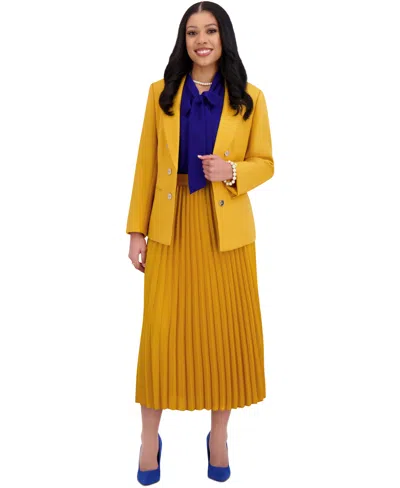 Kasper Women's Pleated Midi Skirt, Regular & Plus Sizes In Yellow