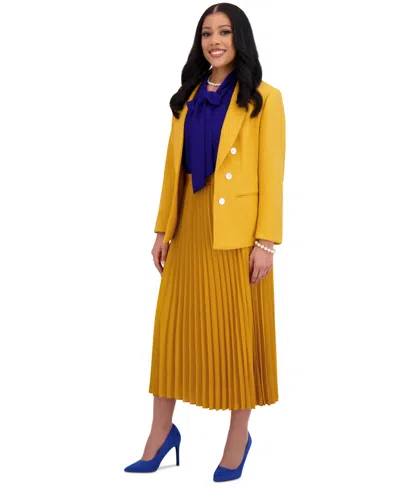 Kasper Women's Pleated Midi Skirt, Regular & Plus Sizes In Yellow