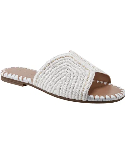 Marc Fisher Ltd Multi Woven Flat Slide Sandals In Cream