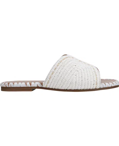 Marc Fisher Ltd Multi Woven Flat Slide Sandals In Cream