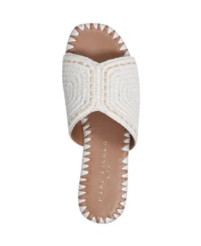Marc Fisher Ltd Multi Woven Flat Slide Sandals In Cream