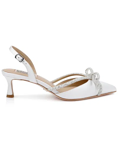 Badgley Mischka Angelina Silk Shimmer Bow Slingback Pumps In White Satin