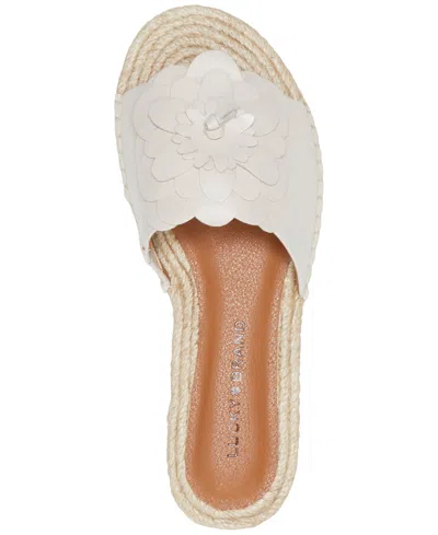 Lucky Brand Women's Biricha Flower Flat Sandals In Tusk Leather