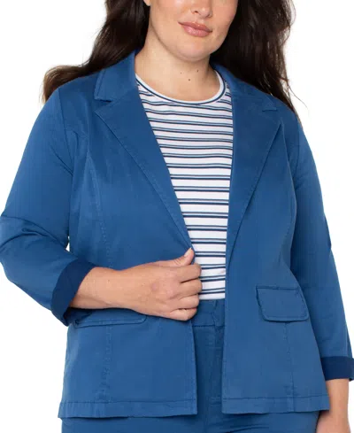 Liverpool Plus Size Open-front Twill Blazer In Goddess Blue