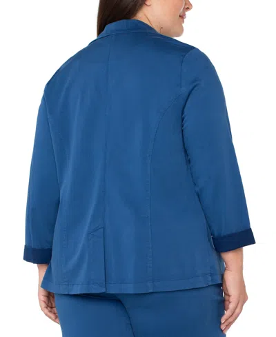 Liverpool Plus Size Open-front Twill Blazer In Goddess Blue