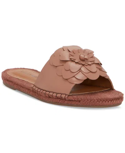 Lucky Brand Women's Biricha Flower Flat Sandals In Rose Dusk Leather
