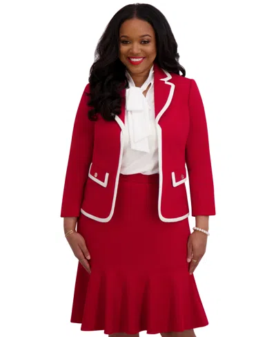 Kasper Women's Tipped Blazer, Regular & Plus Sizes In Red