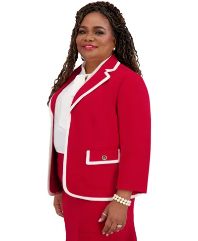 Kasper Women's Tipped Blazer, Regular & Plus Sizes In Red