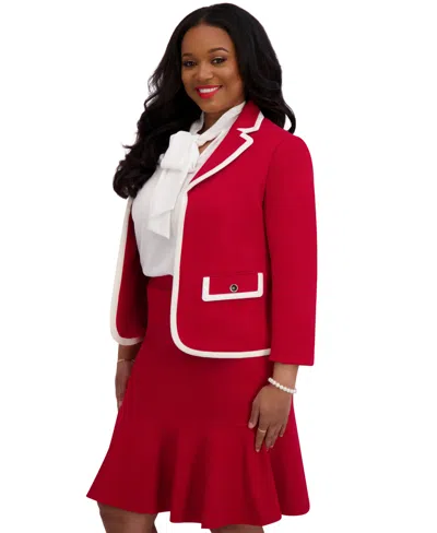 Kasper Women's Tipped Blazer, Regular & Plus Sizes In Red