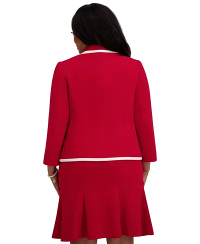 Kasper Women's Tipped Blazer, Regular & Plus Sizes In Red